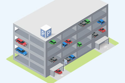自走式立体駐車場（500台～）イラスト