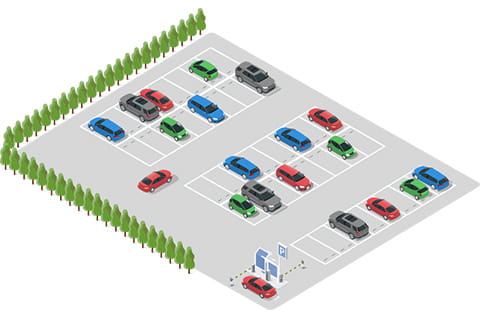 平面中規模駐車場（～100台） イラスト