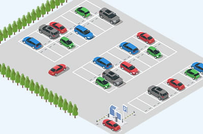 平面中規模駐車場（～100台）イラスト