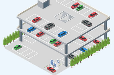自走式立体駐車場（～500台）イラスト