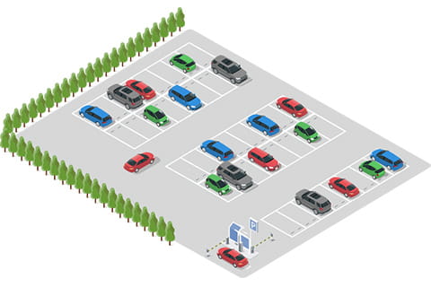 平面中規模駐車場(~100台) イラスト