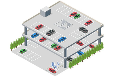 自走式立体駐車場（～500台） イラスト