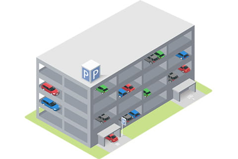 自走式立体駐車場（500台～） イラスト